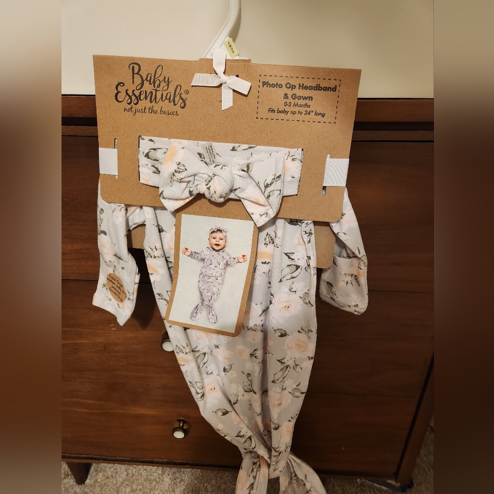 Baby Essentials Photo Op Headband and Gown 0 to 3 months